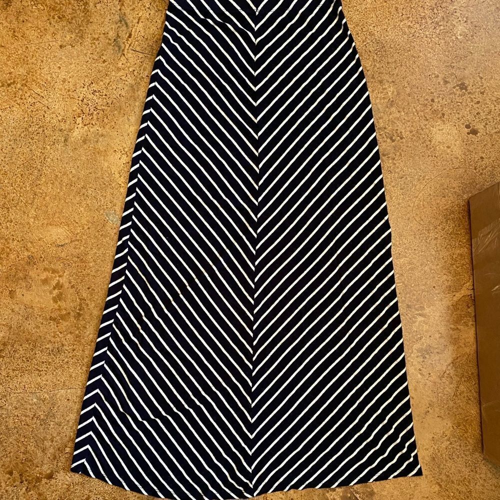 Iris navy and white striped maxi‎ skirt